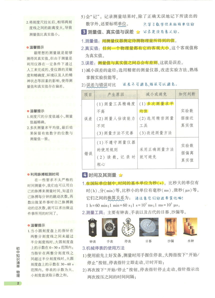 【知识清单】第1章 机械运动-2024中考物理总复习-人教版（pdf版）