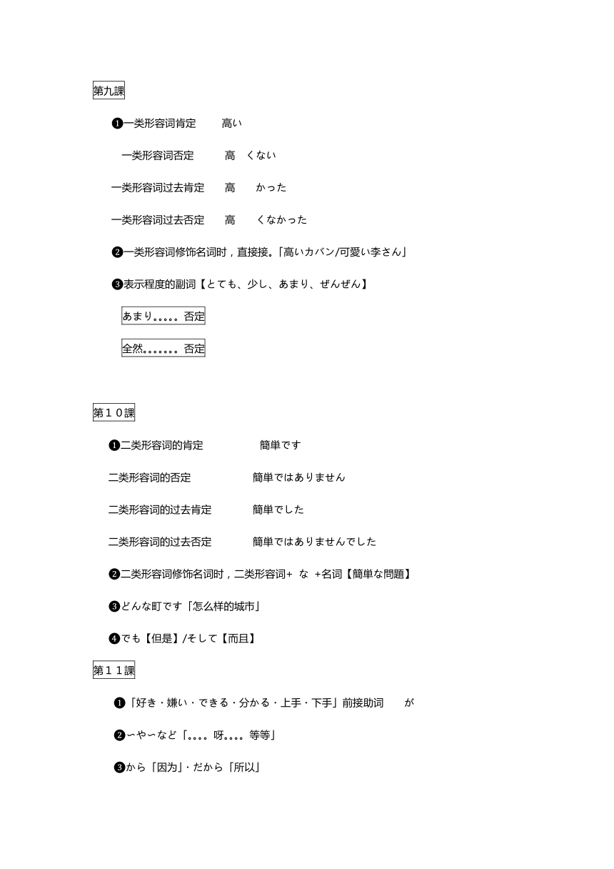 期末复习 初級文法まとめ 知识清单 2022-2023学年新版标准日本语初级上下册