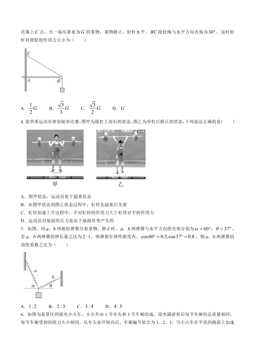 江西省上进联考2023-2024学年高一上学期1月期末考试物理试卷(无答案)