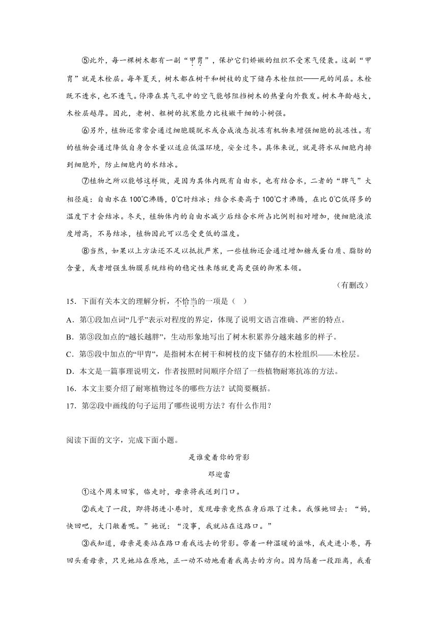 广东省肇庆市德庆县2023-2024学年八年级上学期期末语文试题(含解析)