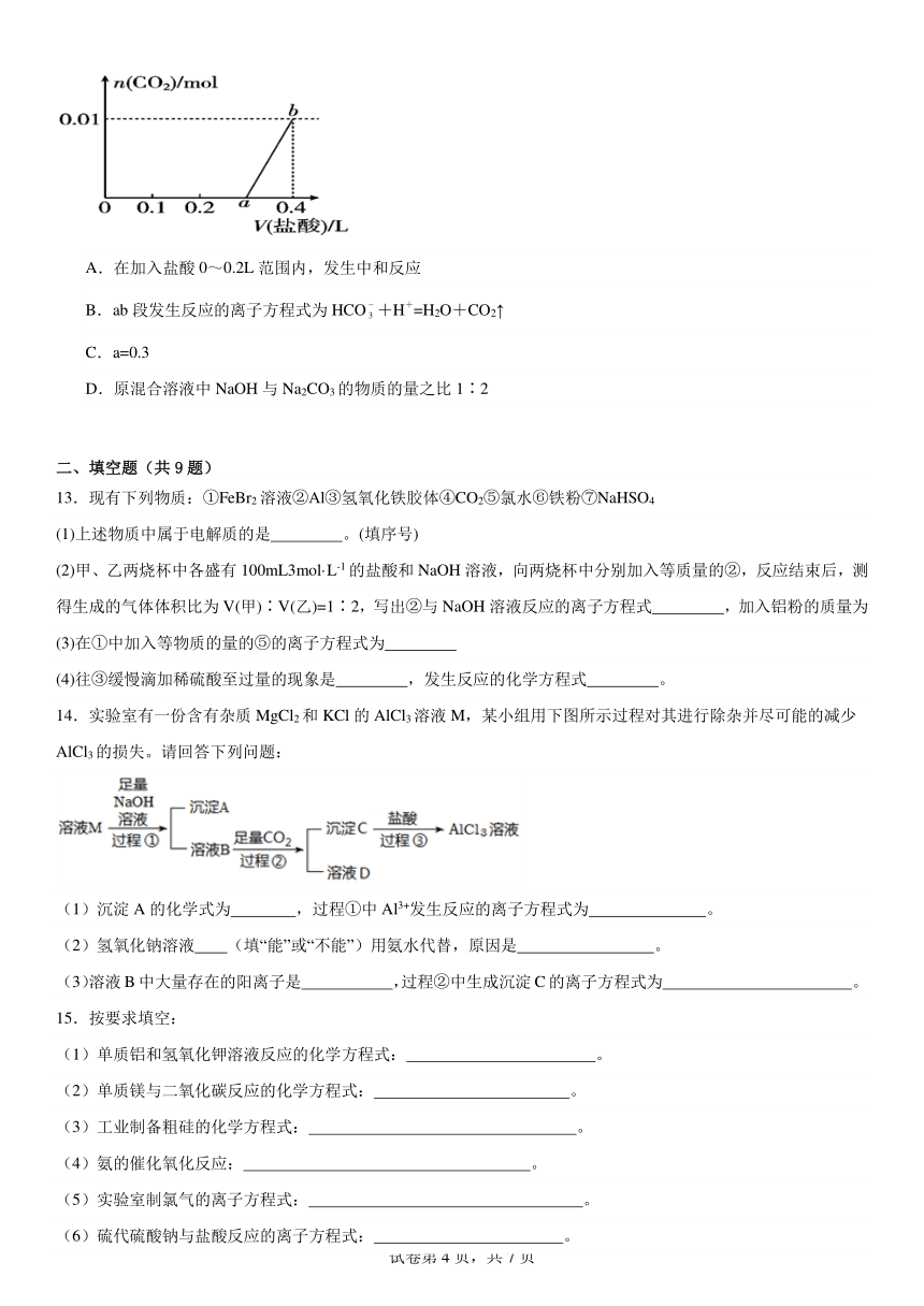 第三章《铁金属材料》（含解析）测试题2023--2024学年上学期高一化学人教版（2019）必修第一册