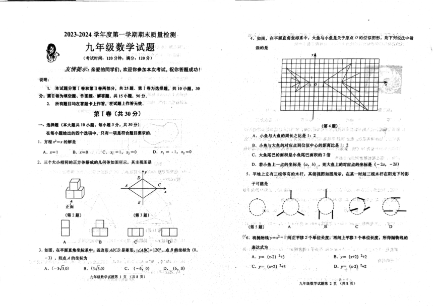 2023-2024学年山东省青岛市城阳区九年级（上）期末数学试卷（图片版无答案）