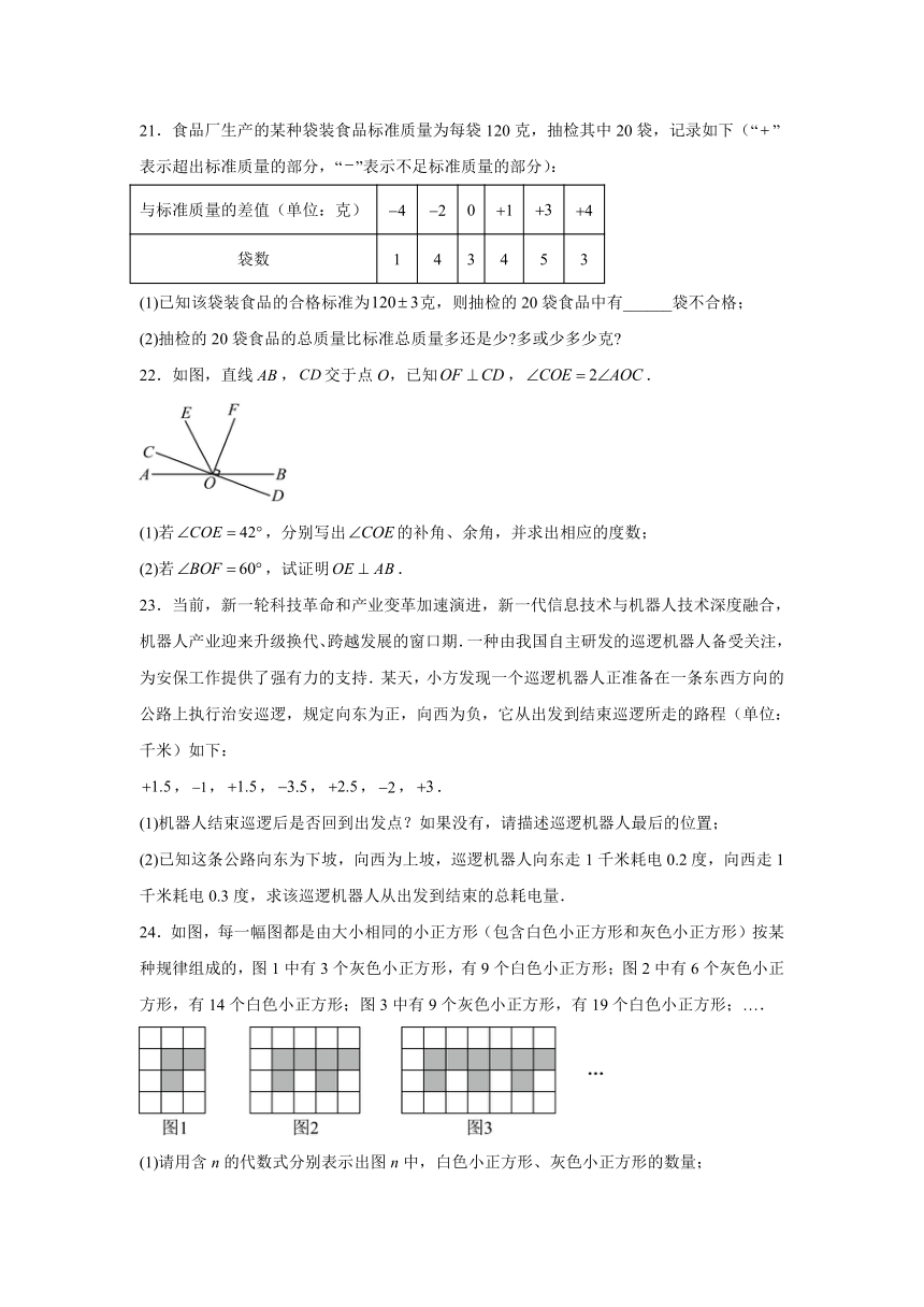 陕西省汉中市镇巴县2023-2024学年七年级上学期期末数学试题(含解析)