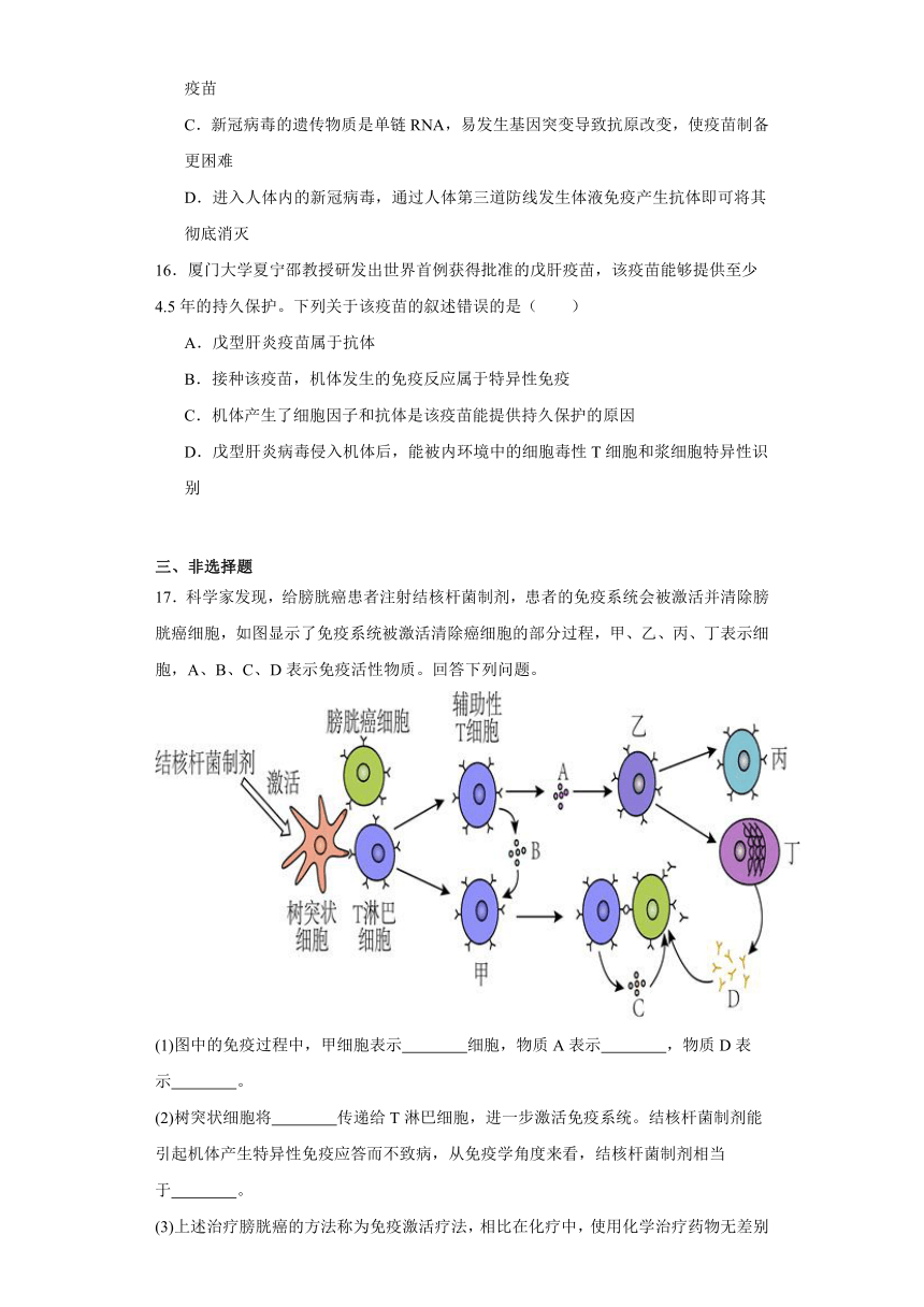 4.5免疫学的实际应用同步练习2023-2024学年高二上学期生物北师大版选择性必修1（解析版）