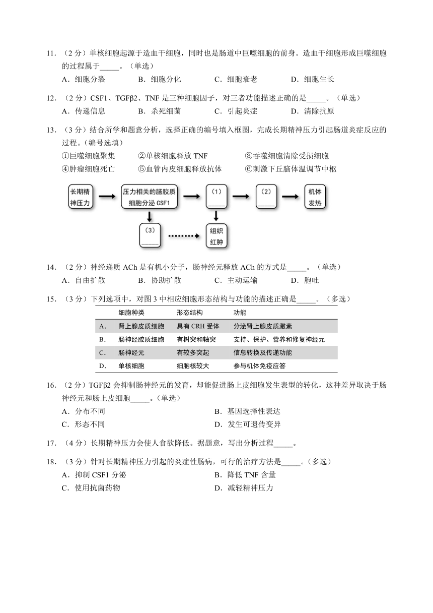 上海市黄浦区高三上学期1月期终调研测试（一模）生物学试卷（含答案）