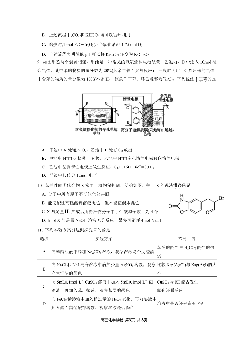 2024届江苏省泰州市兴化市高三上学期模拟预测化学试题  PDF版(无答案)