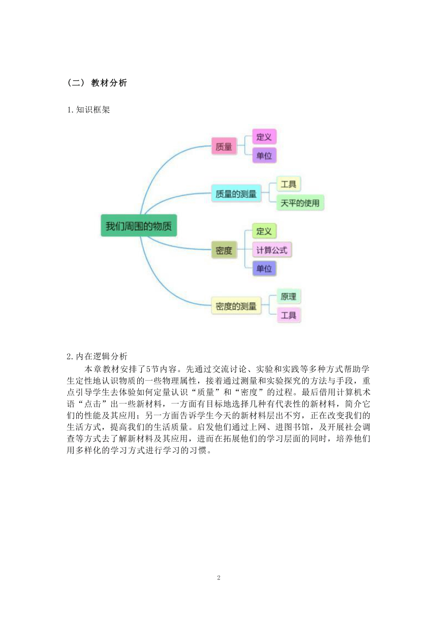 第五章《我们周围的物质》单元作业设计（表格式）2023-2024学年度粤沪版物理八年级上册