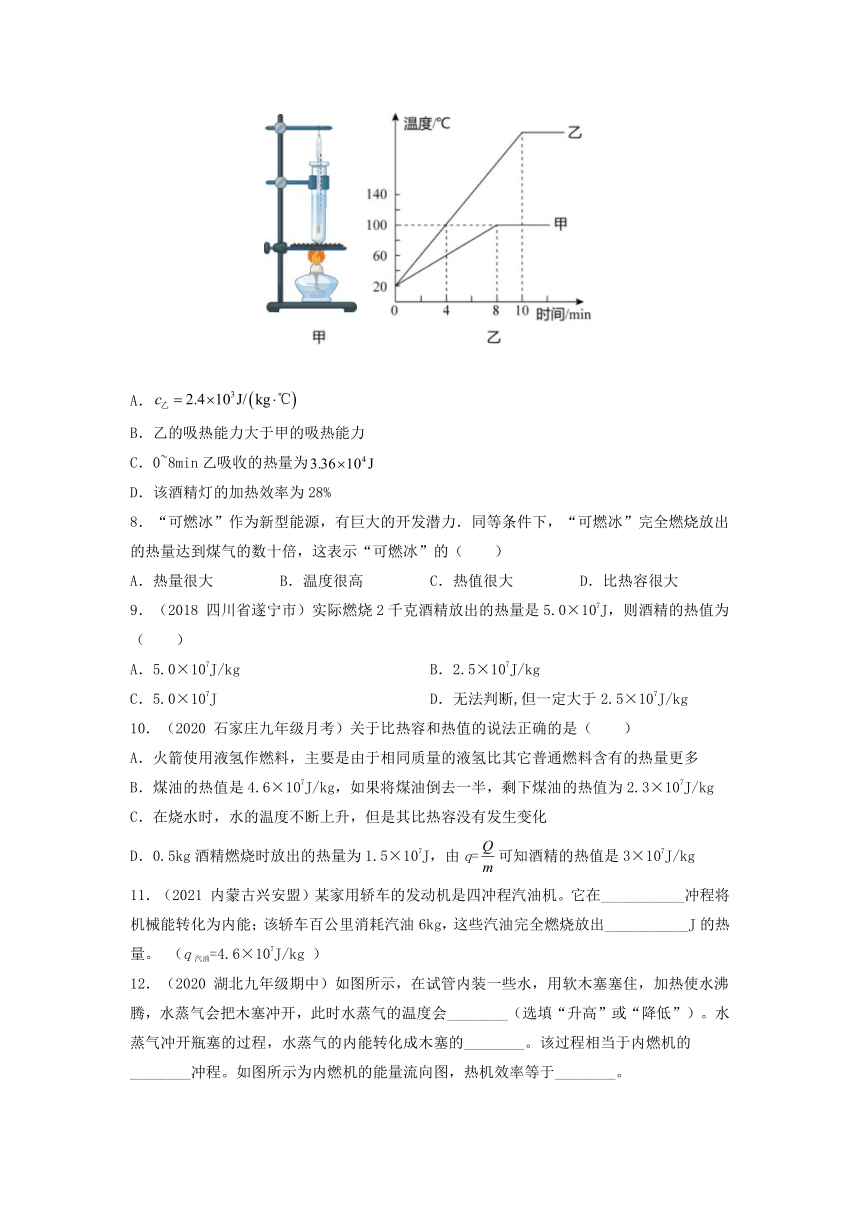 沪科版九年级物理（全）一册课后真题特训  13.4热机效率和环境保护（含解析）