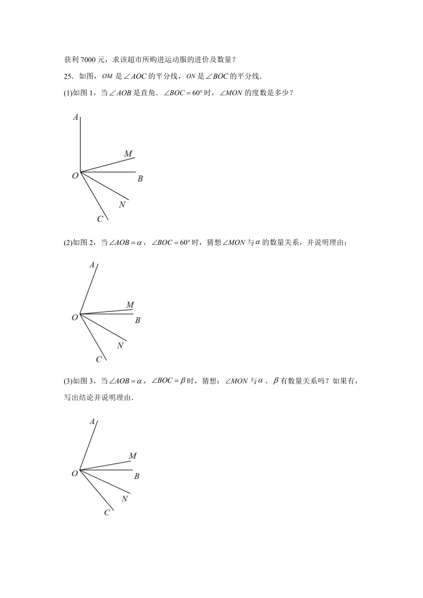 河北省张家口市宣化区2023-2024学年七年级上学期期末数学试题(含解析)