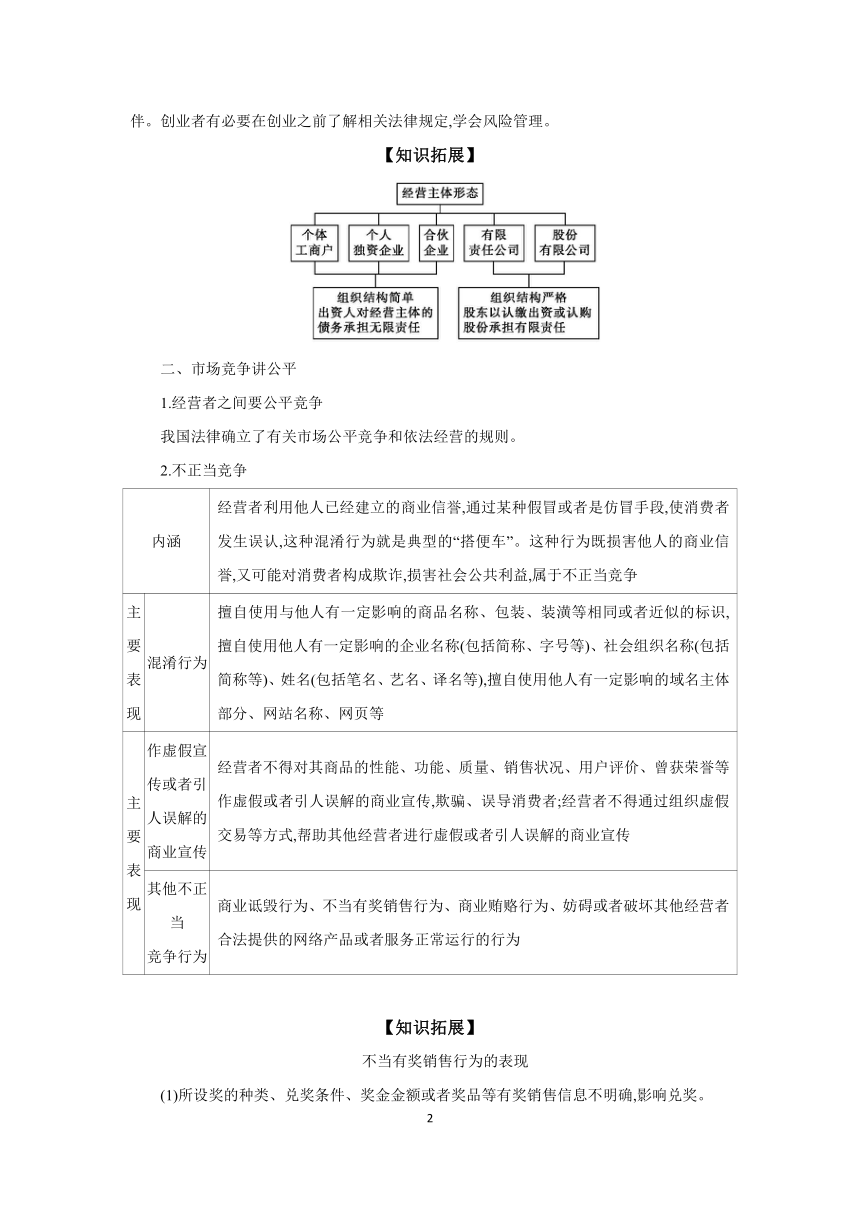 【核心素养目标】第八课 自主创业与诚信经营 学案（含解析）2024年高考政治部编版一轮复习 选择性必修二