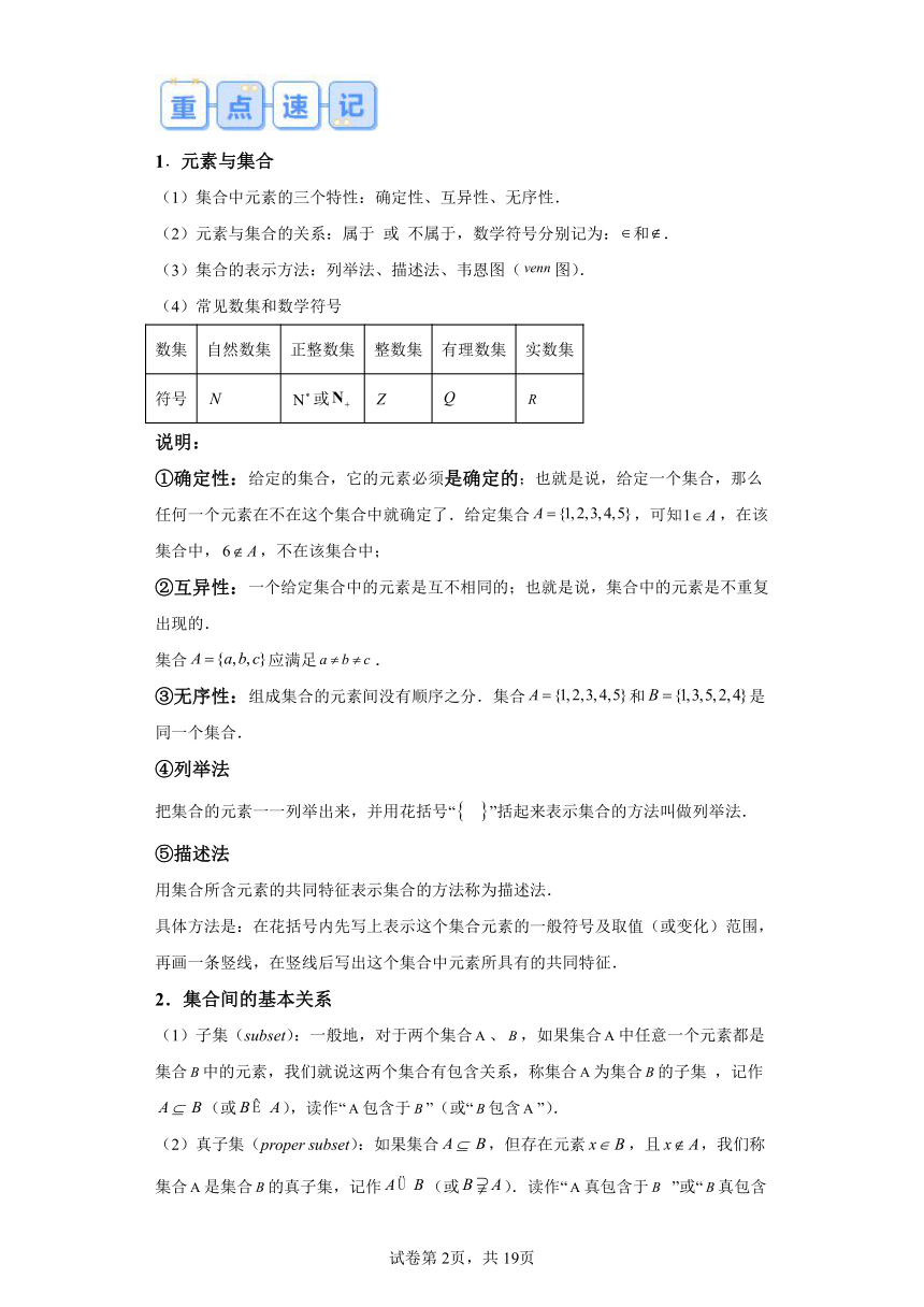 温故知新：专题01与集合与常用逻辑用语有关的参数问题  2024年高一数学寒假提升学与练（人教A版2019）（含解析）