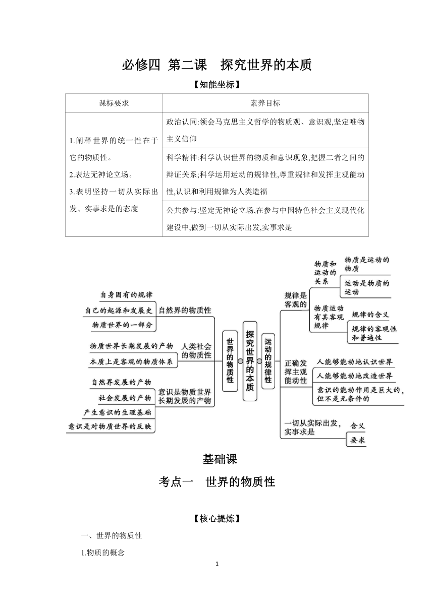 【核心素养目标】第二课 探究世界的本质学案（含解析）2024年高考政治部编版一轮复习必修四