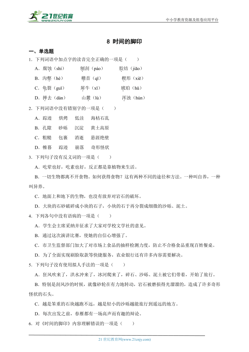 8 时间的脚印 同步精练（含解析）