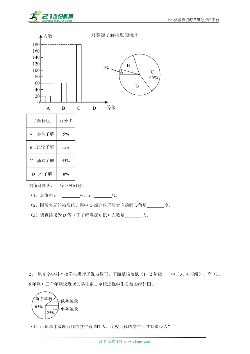 （寒假自学课）第1单元扇形统计图-数学六年级下册苏教版