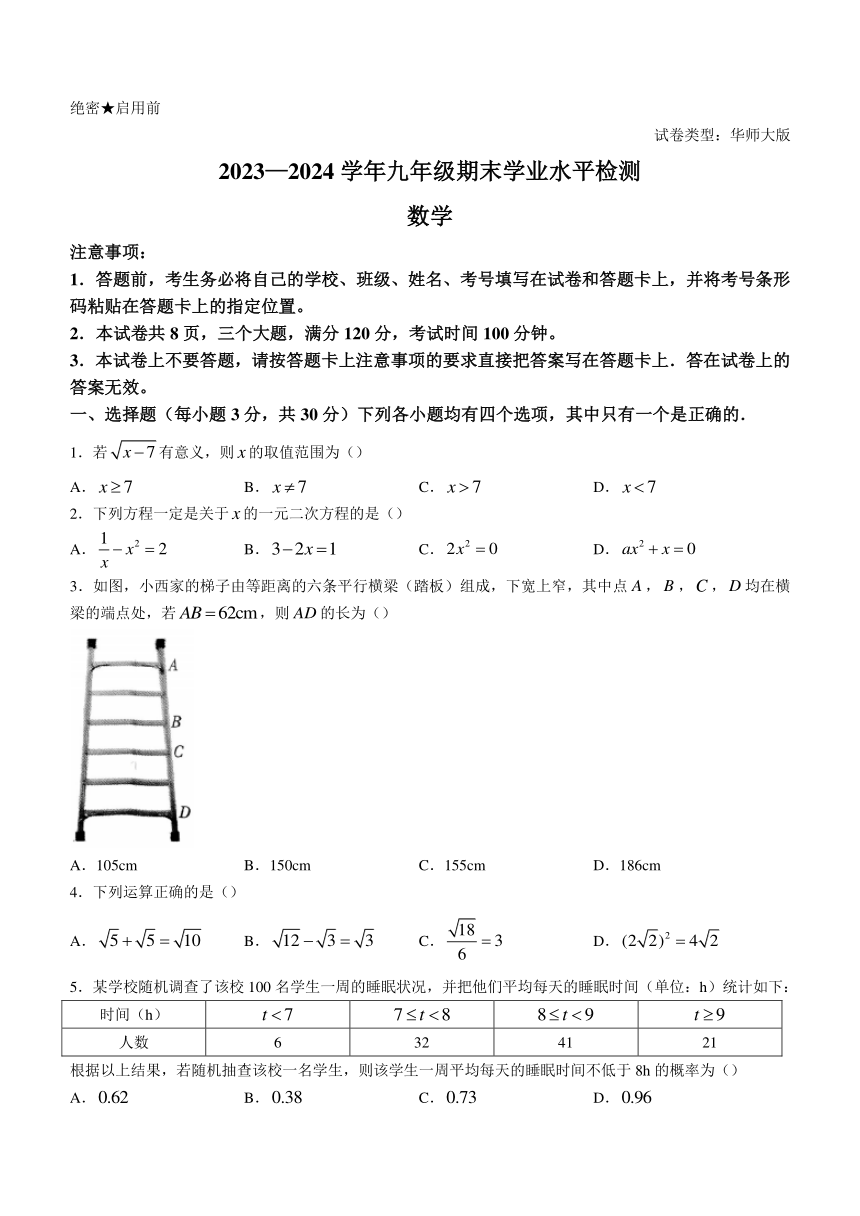 河南省新乡市2023-2024学年九年级上学期期末数学试题（含解析）