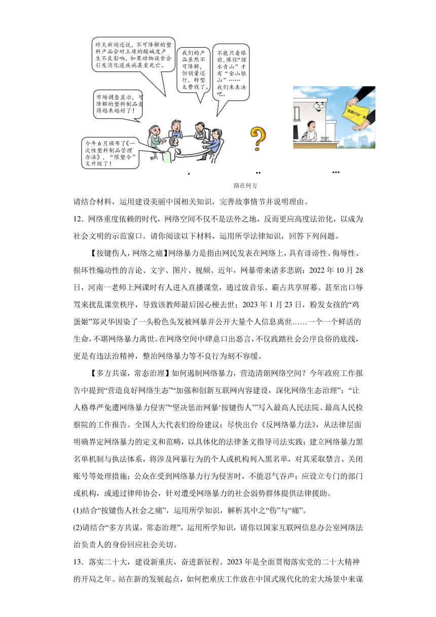 重庆市丰都县2023-2024学年九年级上学期期末 道德与法治试题（含解析）