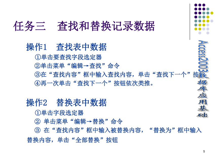 项目三 表的基本操作与修饰 课件(共12张PPT)- 《数据库应用基础——ACCESS 2003》同步教学（人邮版·2007）