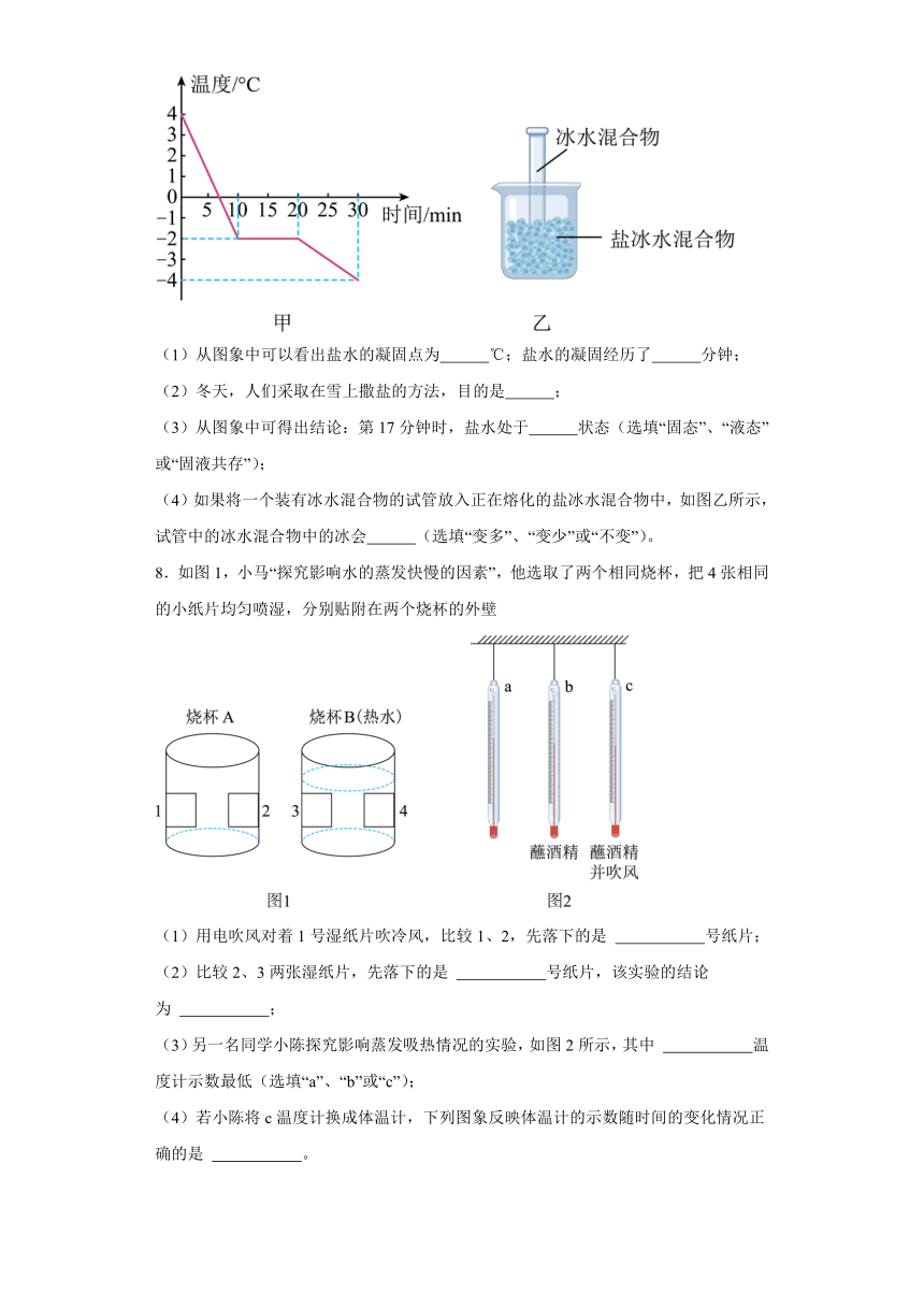 2023-2024学年人教版八年级上册物理期末专项训练：实验题（含答案）