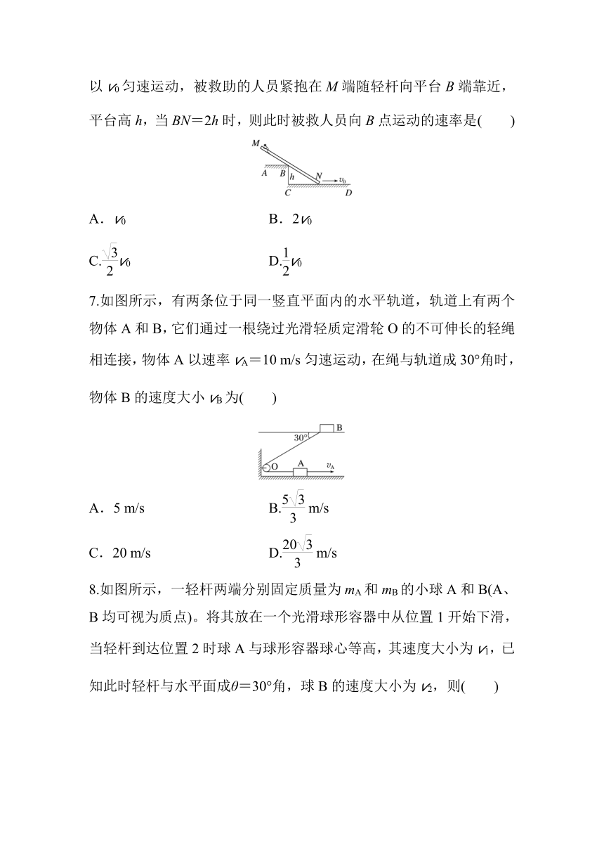 第五章　抛体运动 专题强化1　运动的合成与分解应用实例 巩固练（含解析）—2023-2024学年高中物理人教版必修二