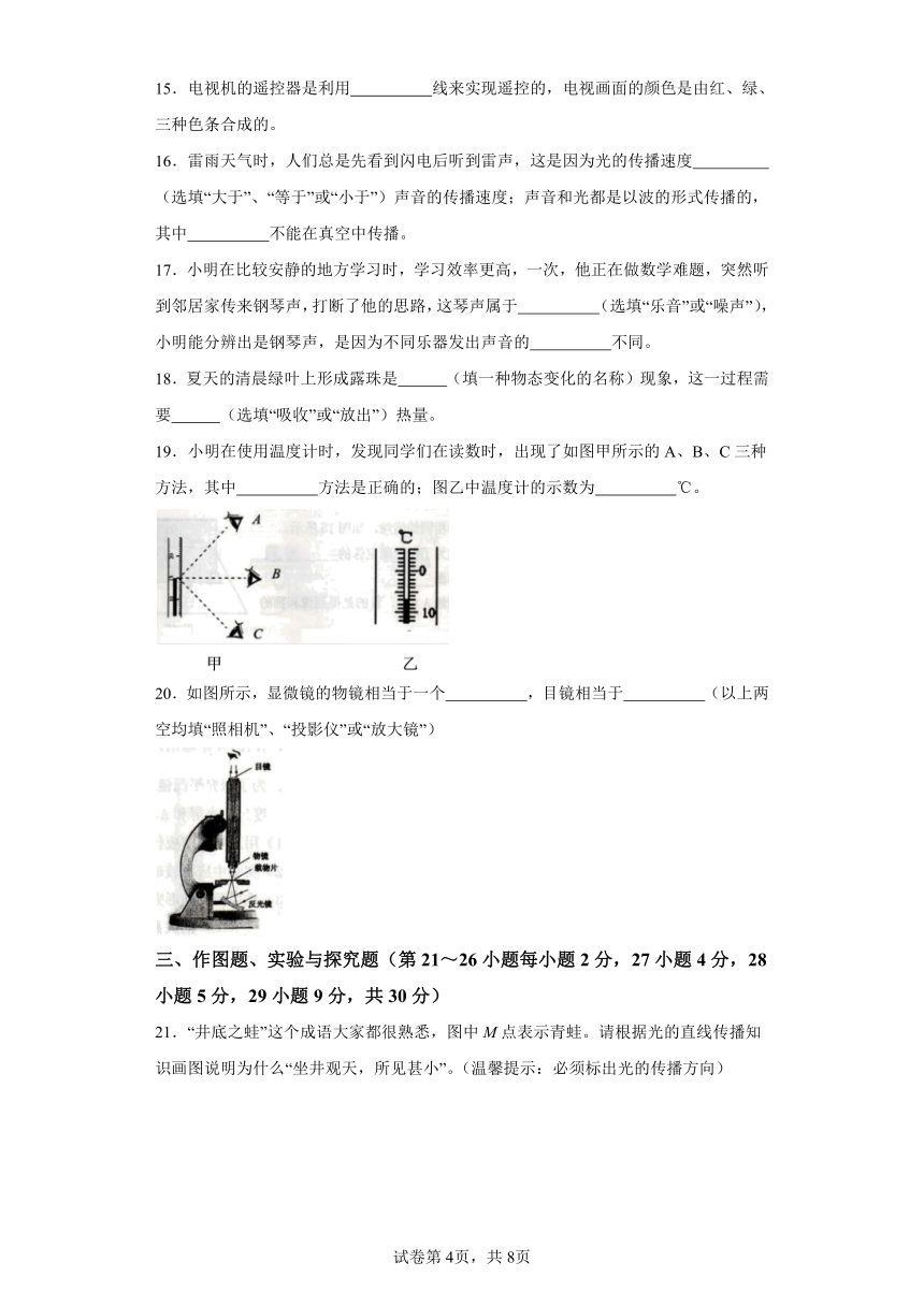 广西壮族自治区梧州市苍梧县2023-2024学年八年级上学期期末考试物理试题（含解析）