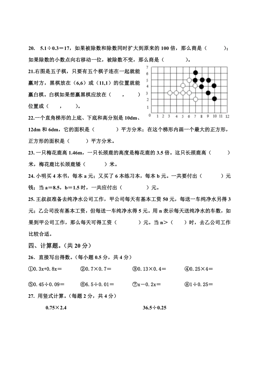 四川省乐山市沐川县2023-2024学年五年级上学期期末考试数学试题（含答案）