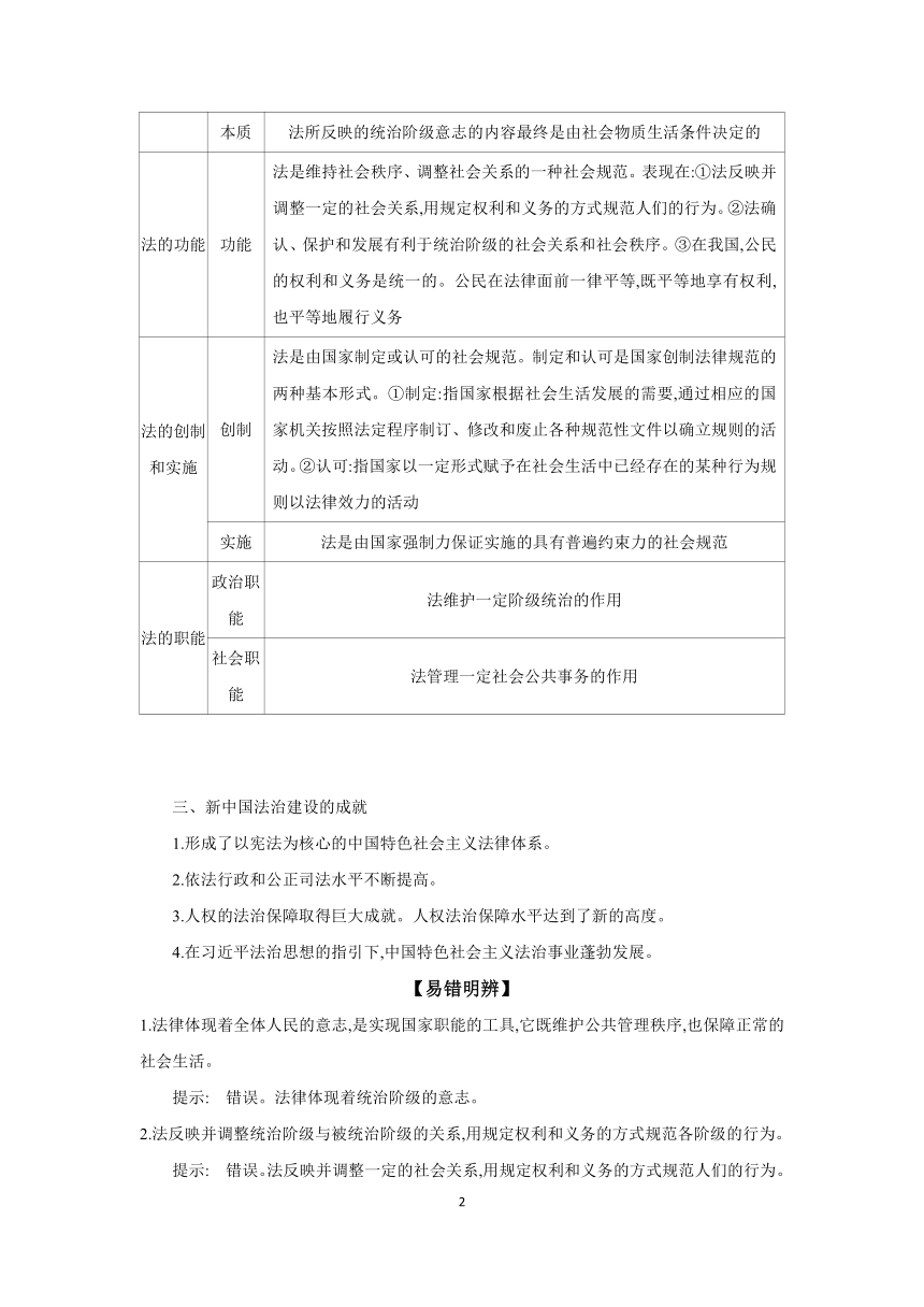 【核心素养目标】第七课 治国理政的基本方式 学案（含习题答案） 2024年高考政治部编版一轮复习必修三