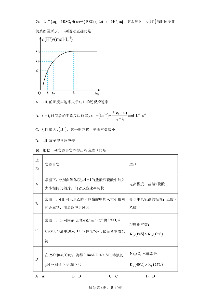 2024年1月安徽普通高等学校招生考试适应性测试化学试题（解析）