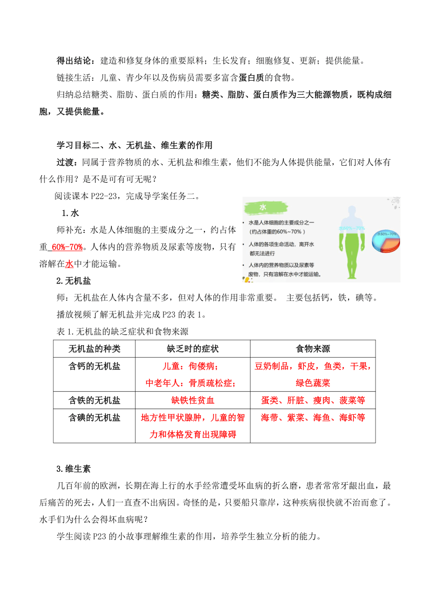 【核心素养目标】4.2.1食物中的营养物质（第2课时）教学设计 七年级生物下册（人教版）