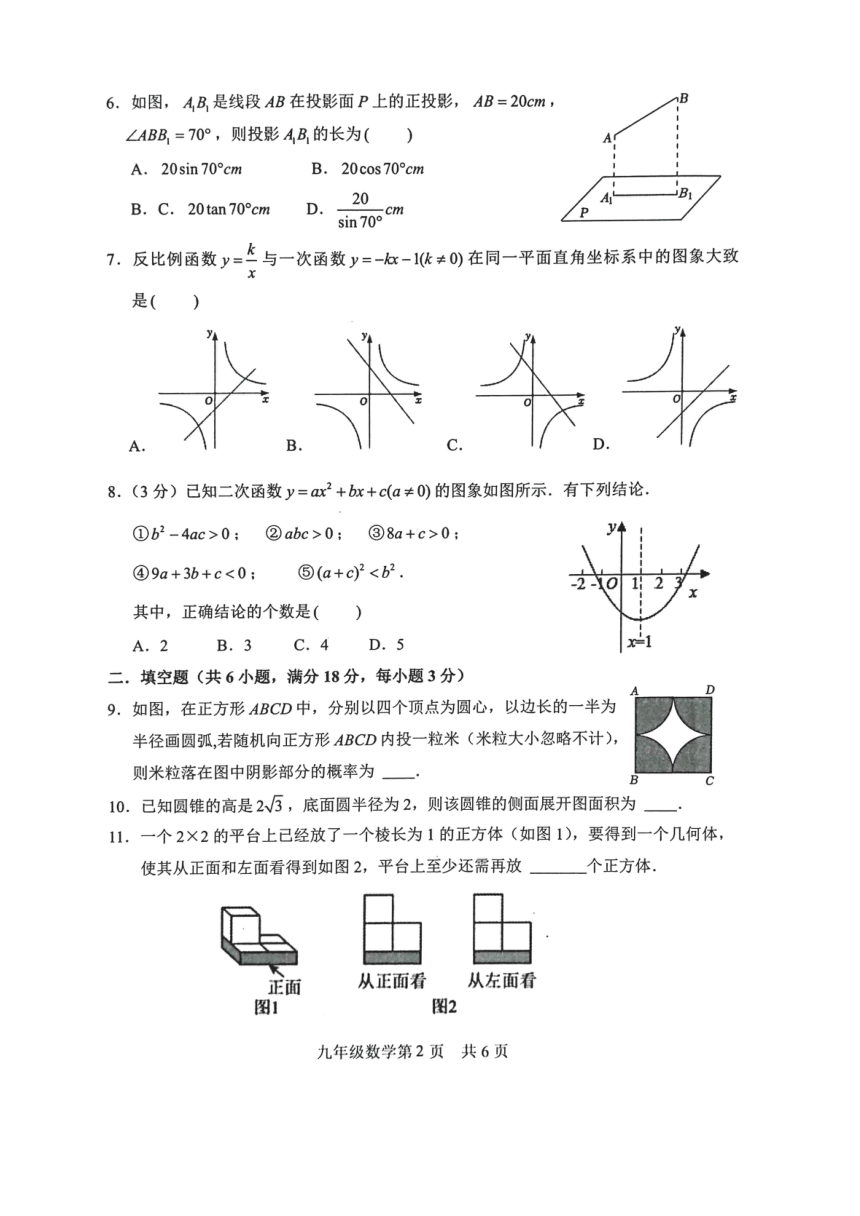 山东省菏泽市巨野县2023-2024学年九年级上学期1月期末数学试题(图片版无答案)