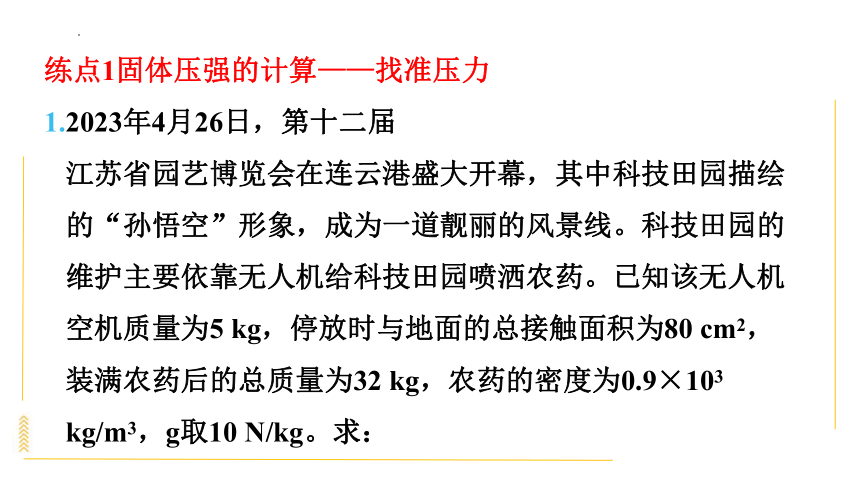 第九章压强 关于压强的计算及压强图象辨析、实验探究素养训练（习题课件）(共46张PPT)2023-2024学年人教版物理八年级下学期