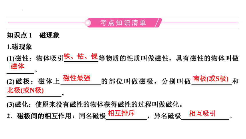 2024年中考山东专用物理一轮知识点梳理复习第二十章　电与磁(共79张PPT)