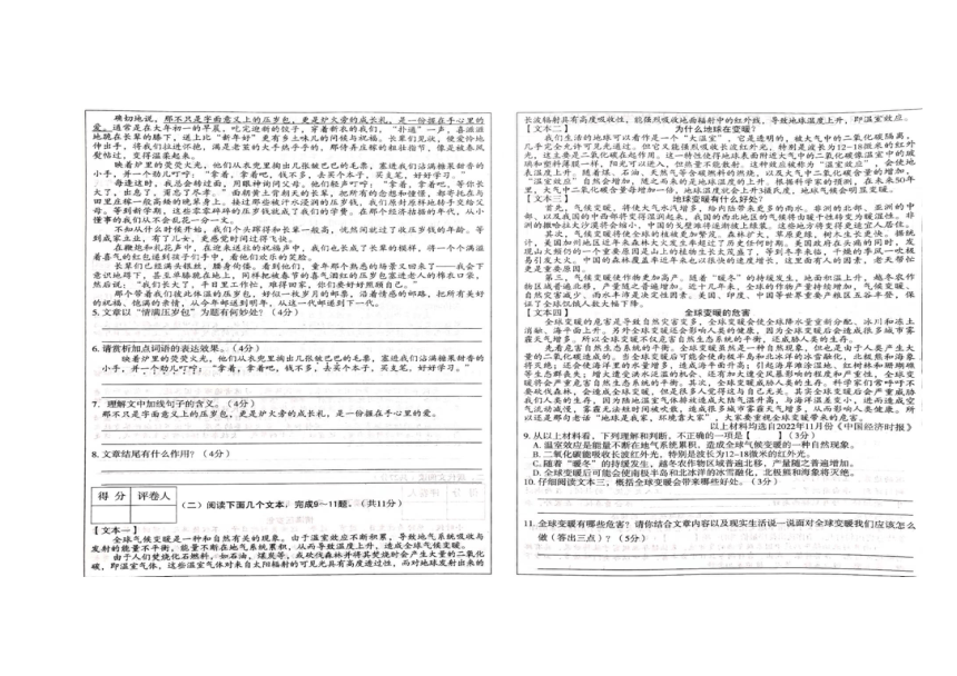 河南省周口市淮阳区2023-2024学年八年级上学期期末考试语文试题（pdf版含答案）
