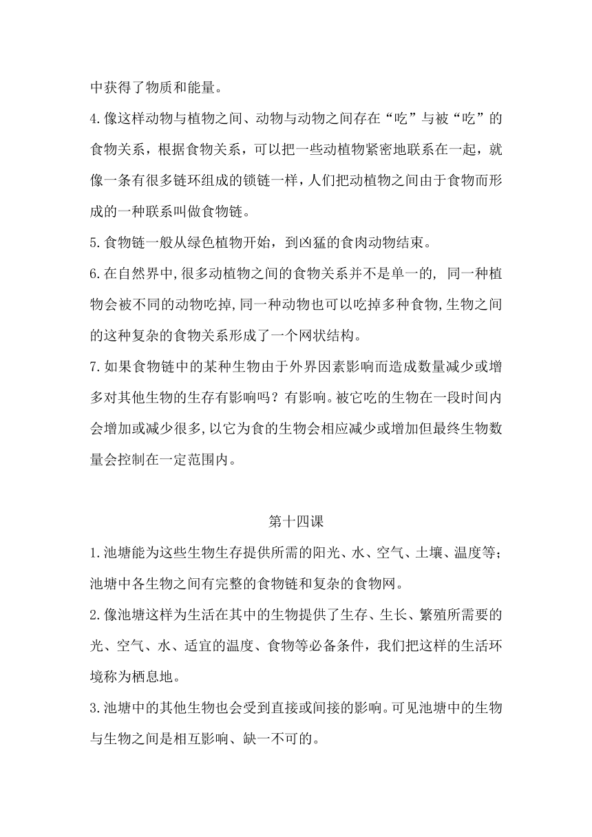 2023-2024学年六年级科学上册期末核心考点集训（冀人版）第4单元 生物与环境