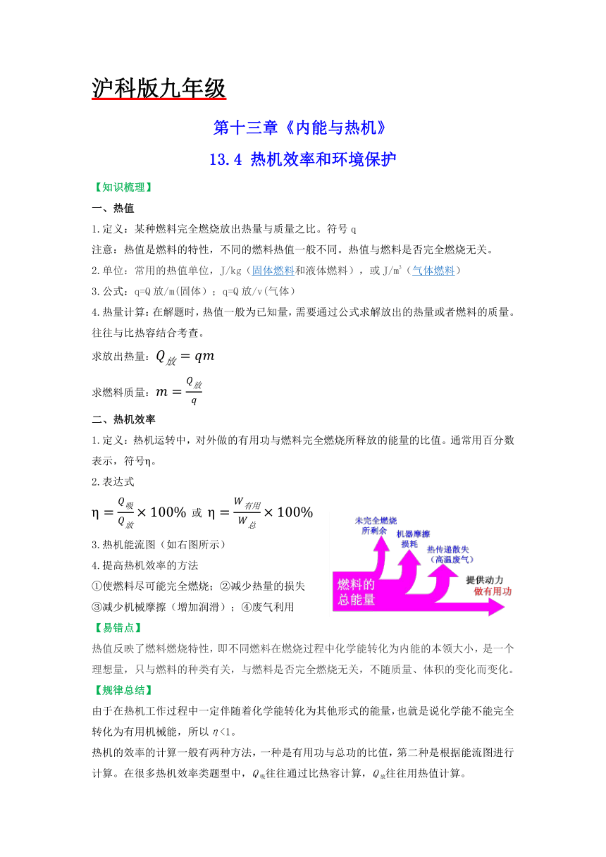 沪科版九年级物理（全）一册课后真题特训  13.4热机效率和环境保护（含解析）