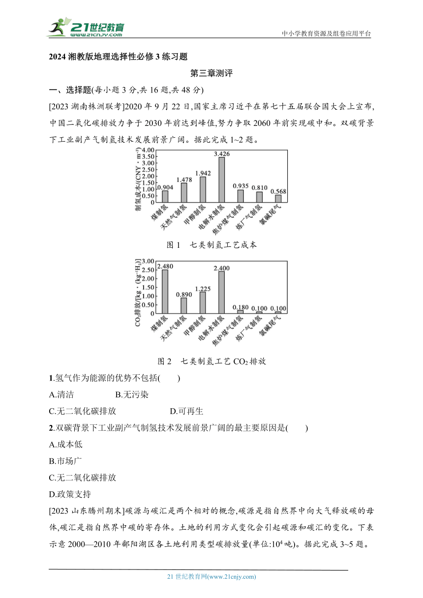 2024湘教版地理选择性必修3练习题--第3章测评（含解析）