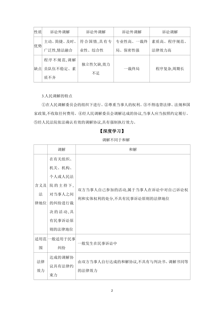 【核心素养目标】第九课 纠纷的多元解决方式 学案（含解析）2024年高考政治部编版一轮复习 选择性必修二