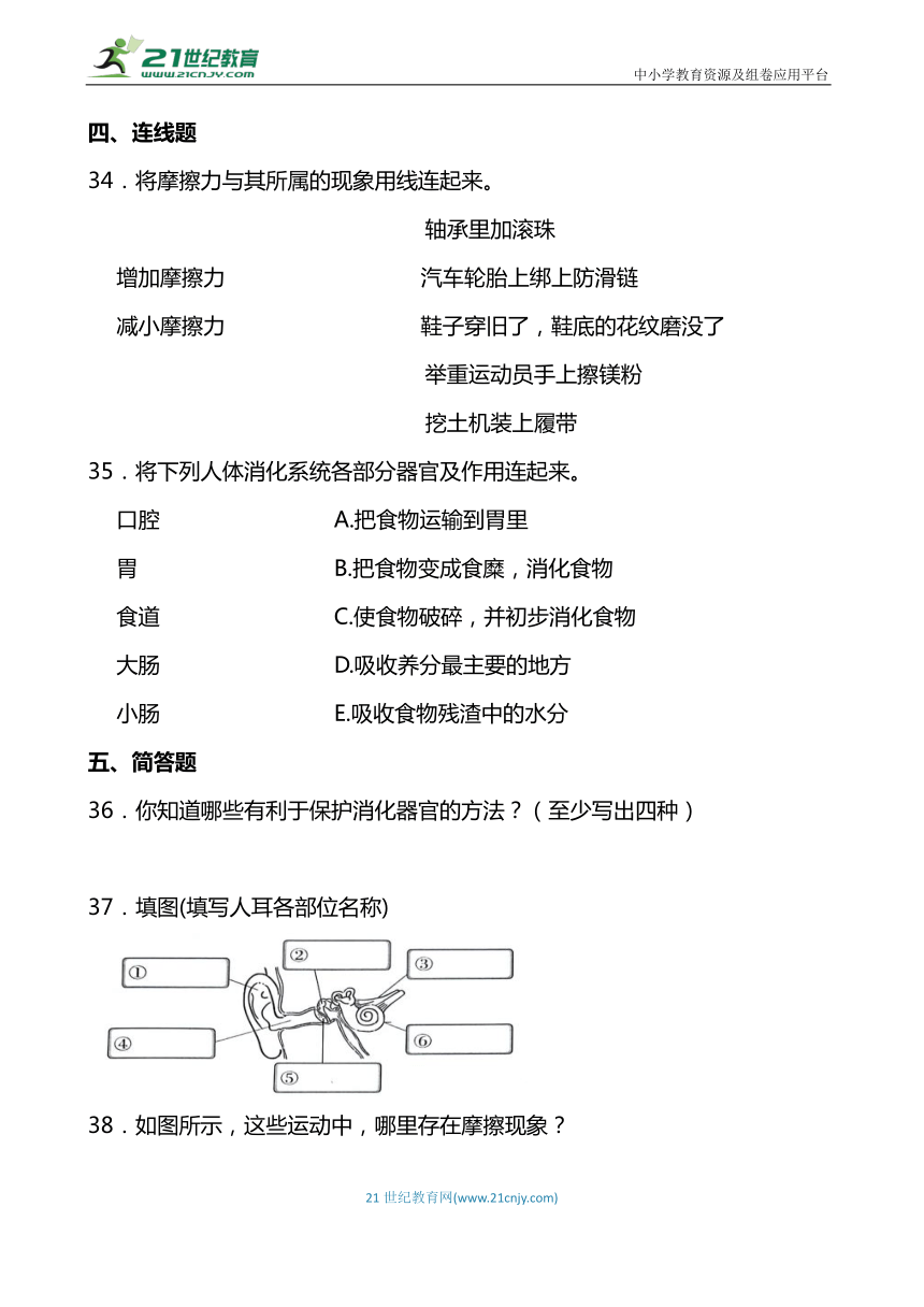 教科版2023-2024学年小学四年级科学上册期末综合复习题（附答案）