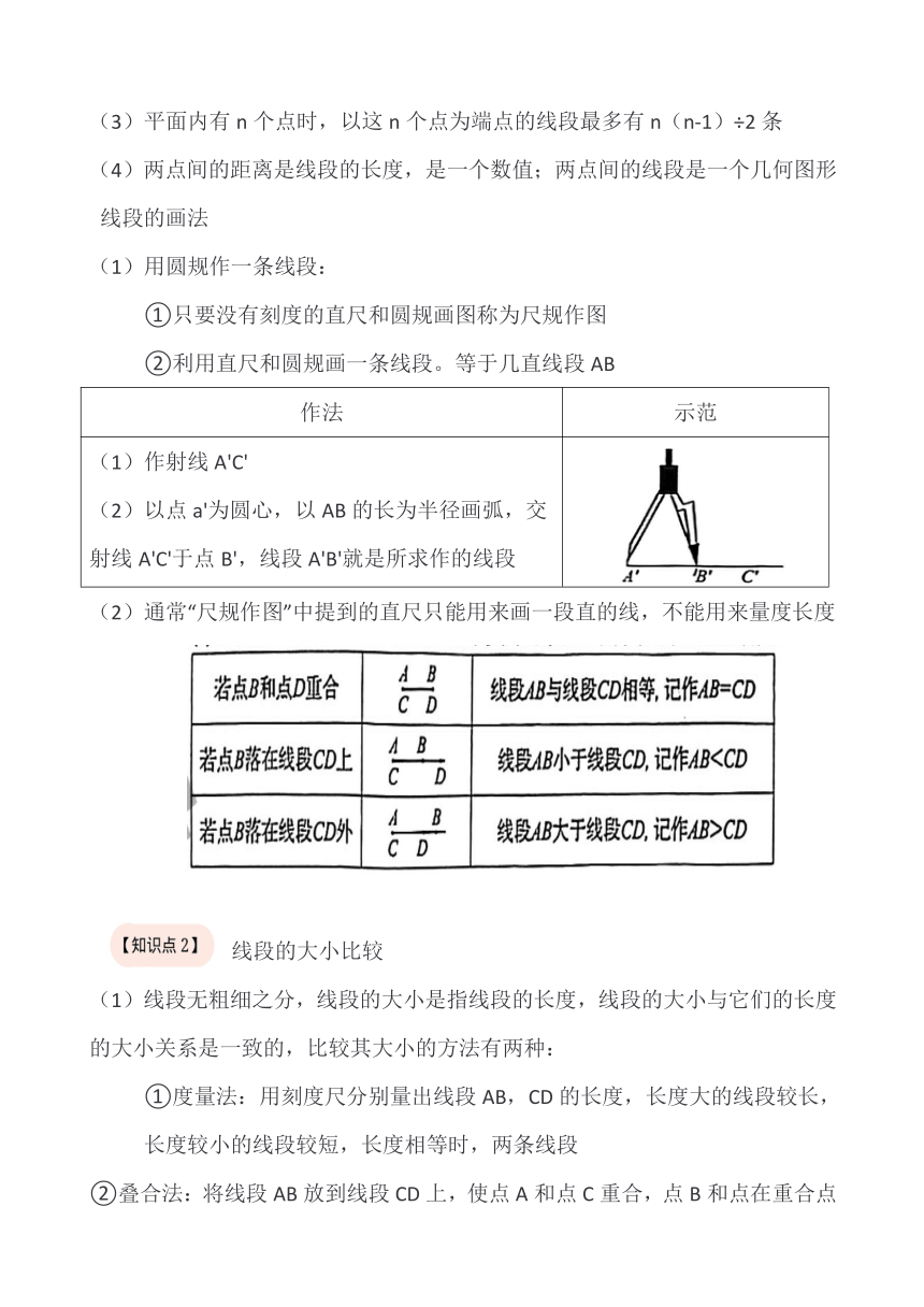 第四章 基本平面图形 知识点总结  2023—2024学年北师大版数学七年级上册