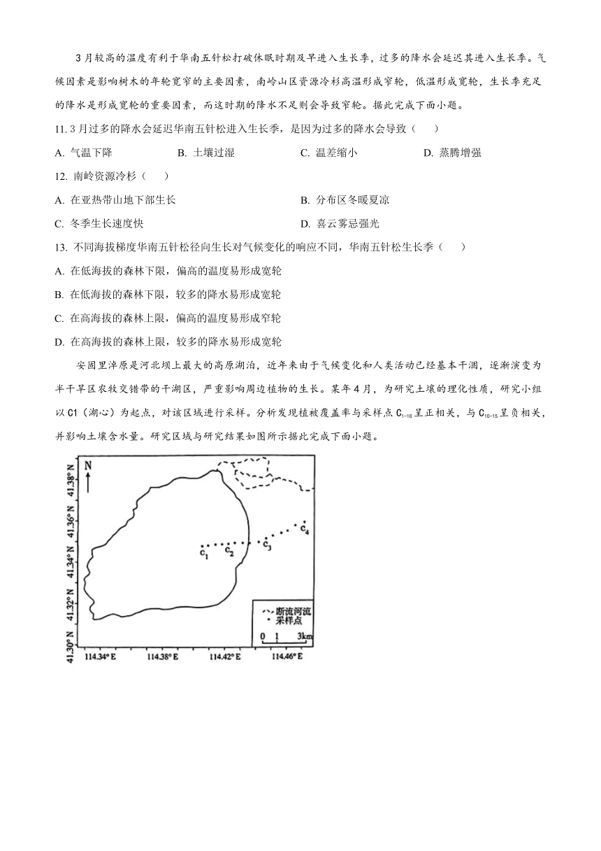 河北省保定市部分高中2023-2024学年高三上学期1月期末考试 地理（原卷版+解析版）