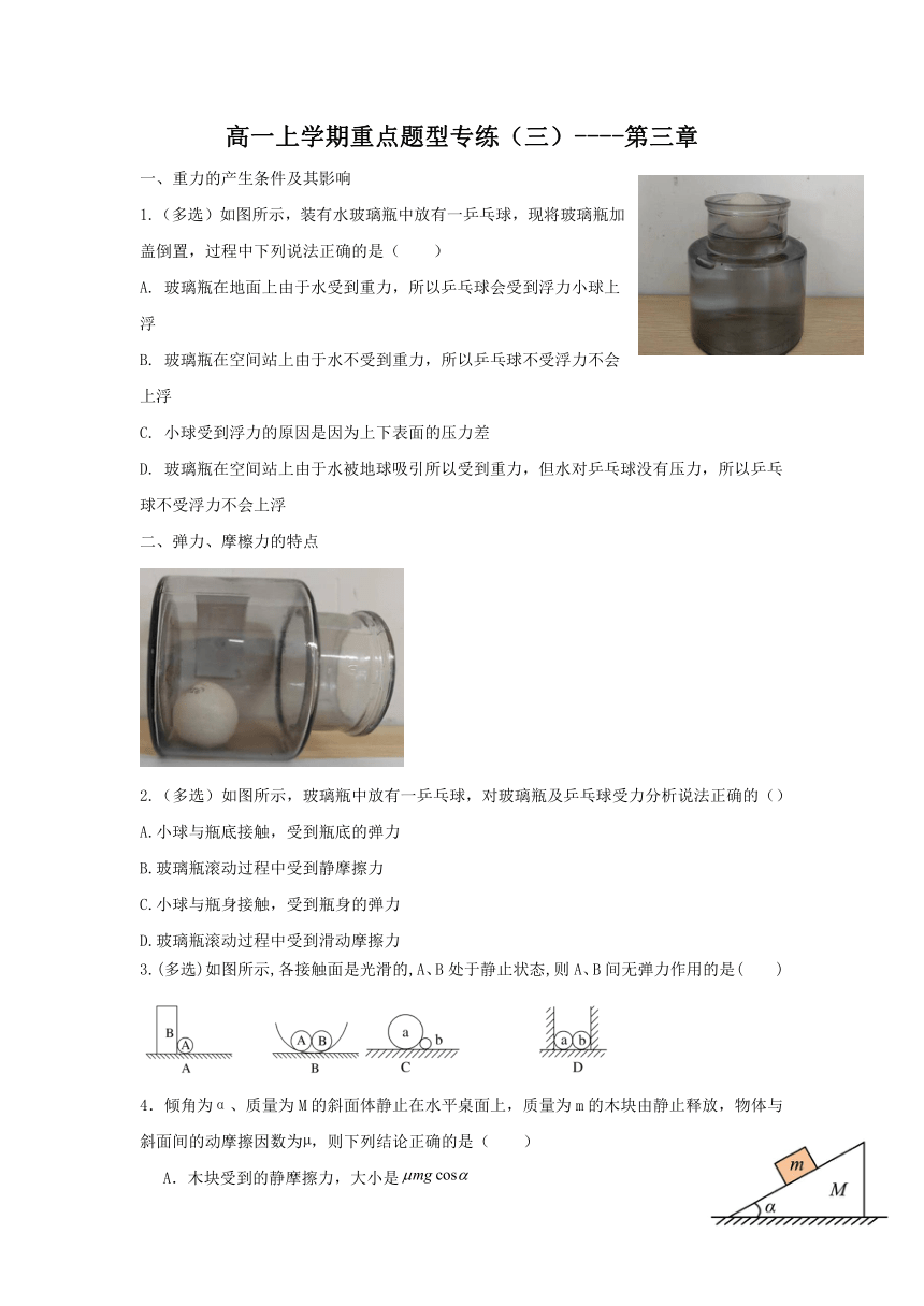 第三章  相互作用—力 重点题型专练-2023-2024学年高一上学期物理人教版（2019）必修第一册（含答案）