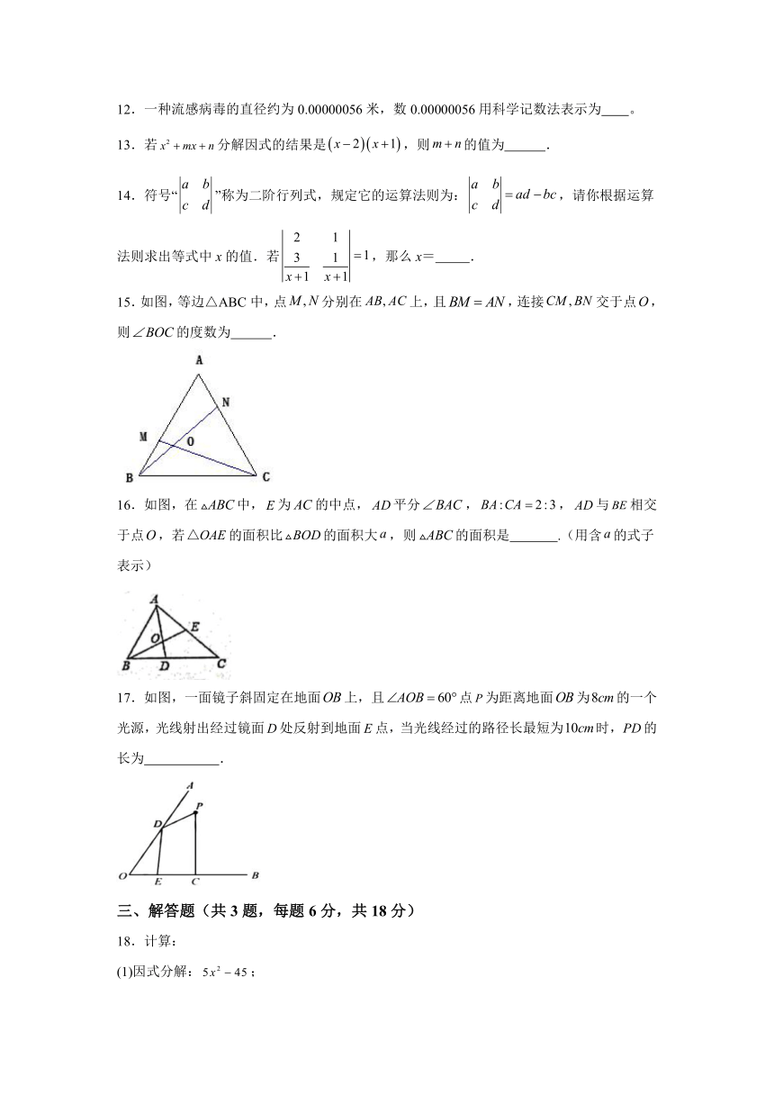 广东省汕头市潮南阳光实验学校2023-2024学年八年级上学期期末数学试题(含解析)