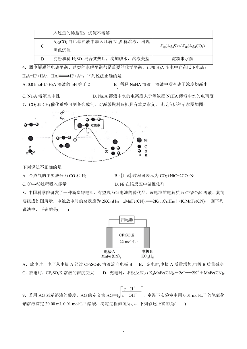 江苏省启东市东南中学2023-2024学年高二上学期第二次质量检测化学试卷（PDF版含答案）