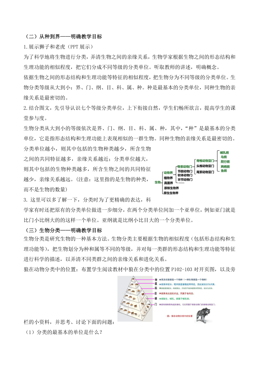 6.1.2从种到界教学设计人教版八年级上册