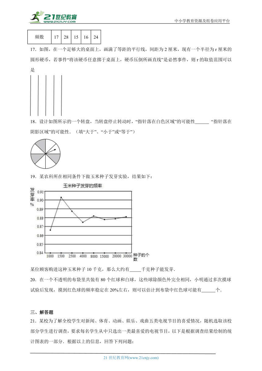 青岛版数学九年级下册第六章 事件的概率章节拔高练习（含答案）