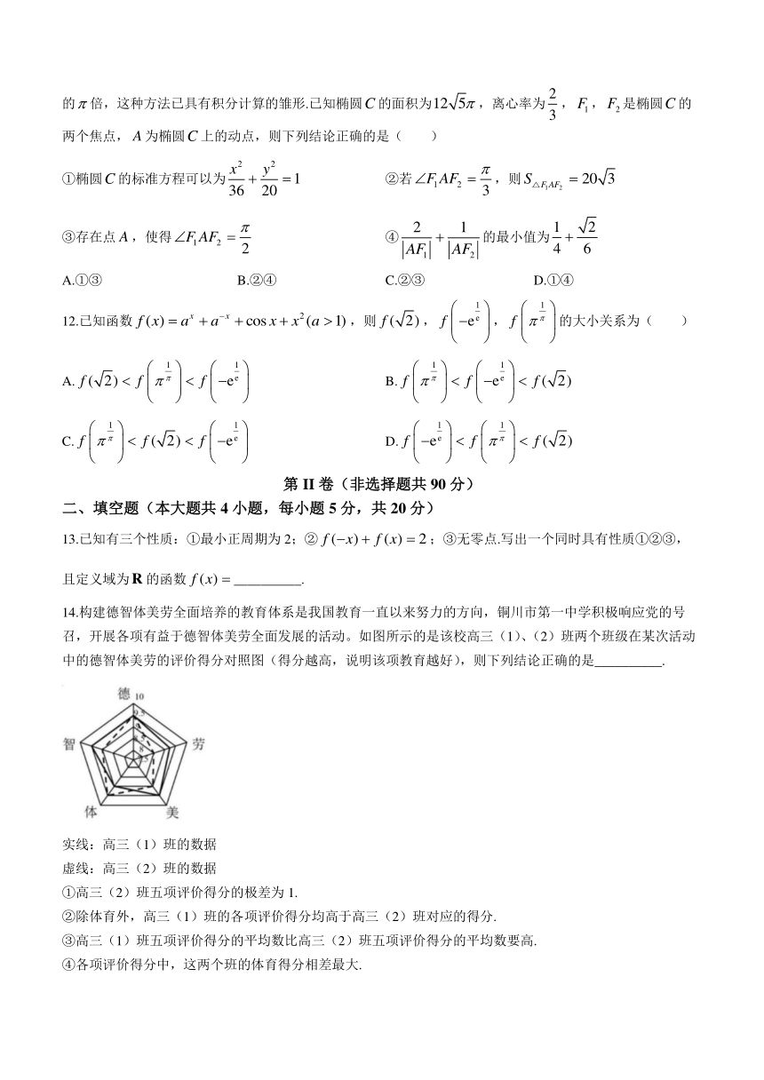 陕西省铜川市2023-2024学年高三上学期1月第一次质量检测理科数学试题（含解析）
