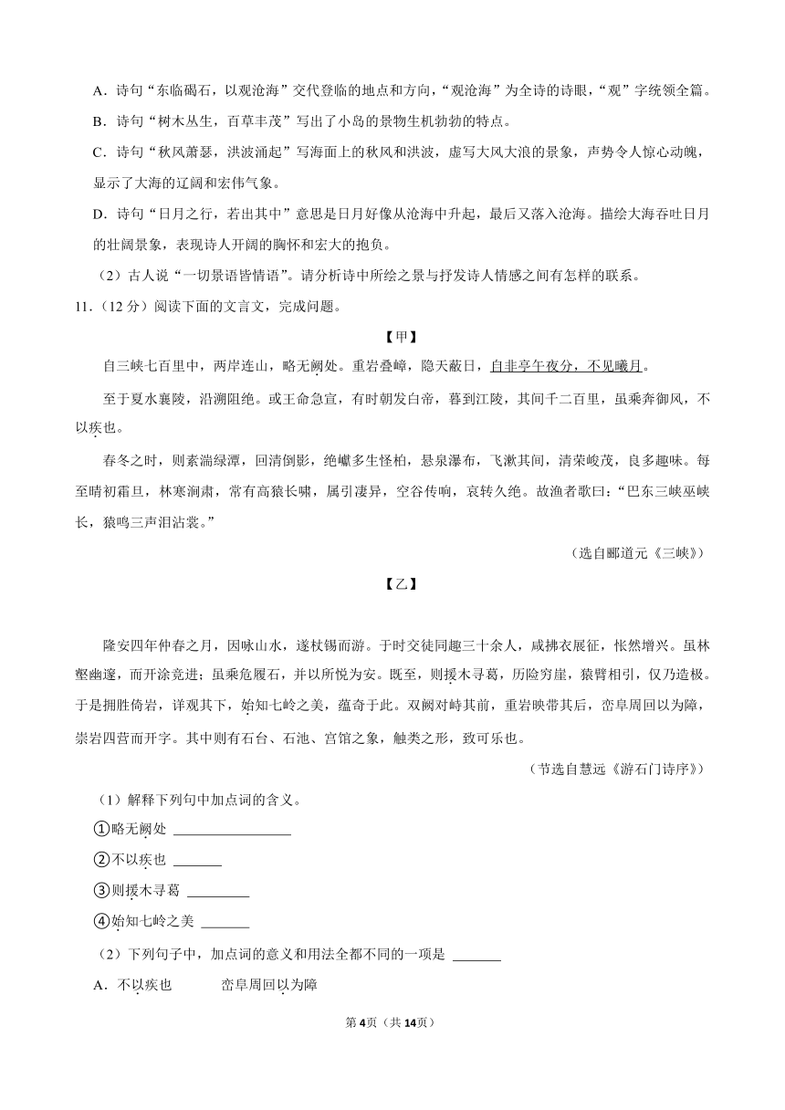 2023-2024学年湖南省衡阳市华新实验中学八年级（上）期末语文模拟试卷（含答案）