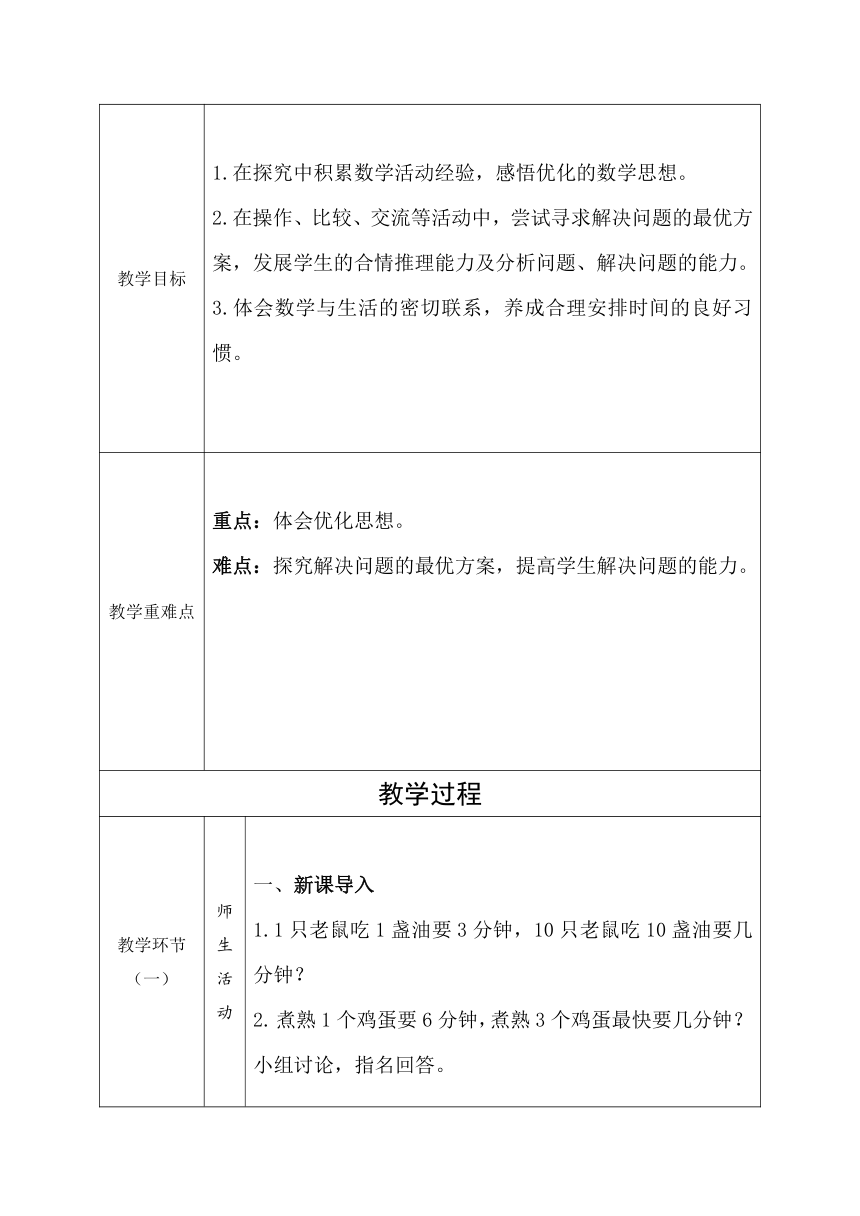 人教版数学四年级上册8、《烙饼问题》教学设计