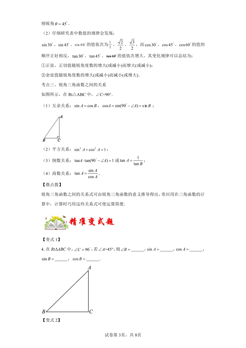 专题01锐角三角函数 课时练（含解析） 数学九年级下册北师大版