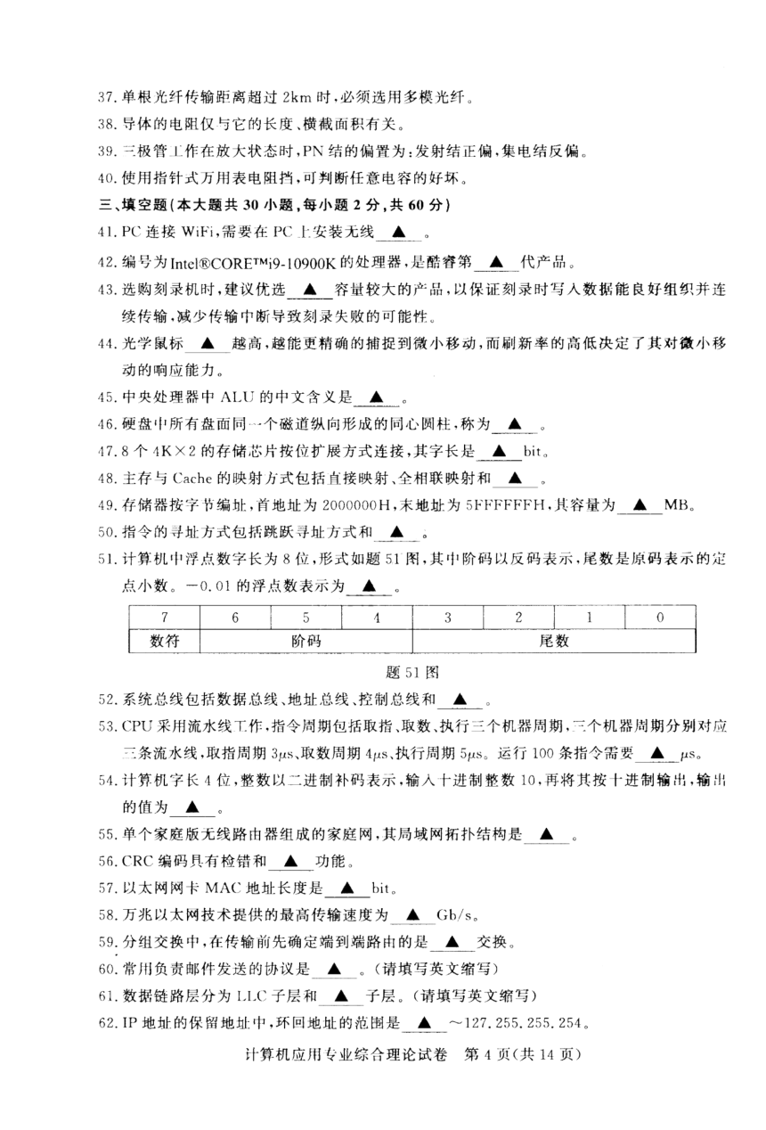 江苏省2023年中职职教高考文化统考 计算机应用专业综合理论试卷（图片版无答案）