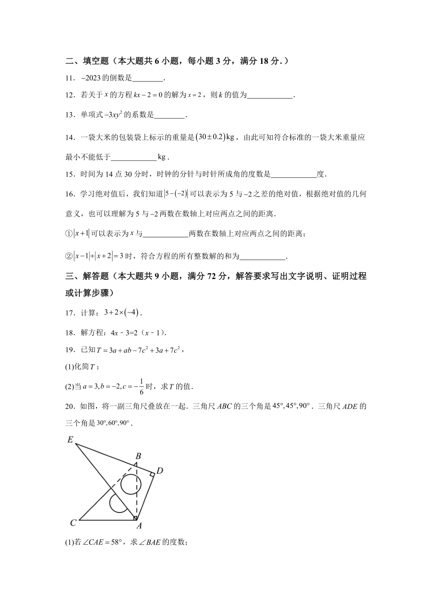 广东省广州市南沙区2023-2024学年七年级上学期期末数学试题(含解析)